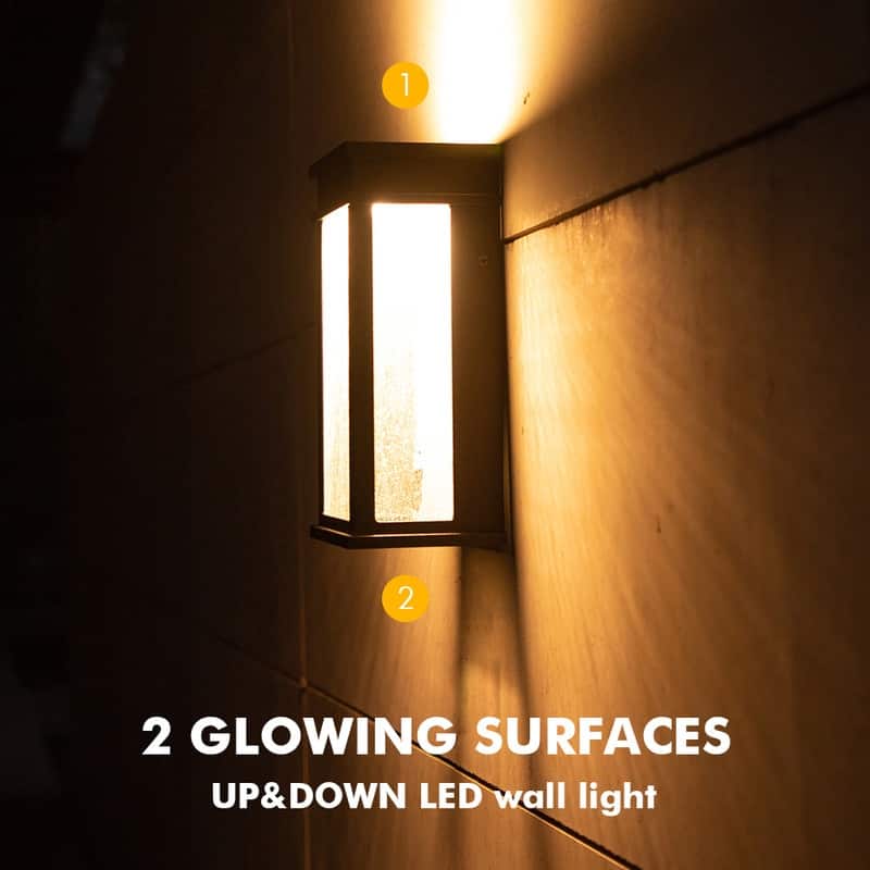 Lutec 1-Light Black Integrated LED Outdoor Wall Sconce with Dusk to Dawn Feature - 4.72 x 8.66 x 3.46