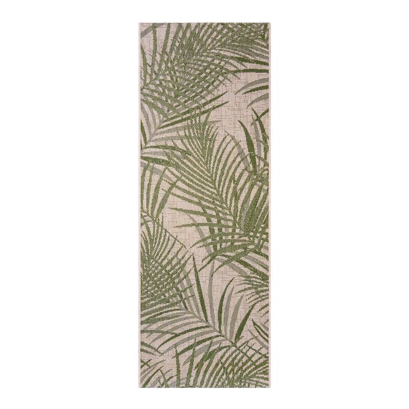 Gertmenian Paseo Paume Green Casual Palm Leaf Flatweave Indoor/ Outdoor Area Rug