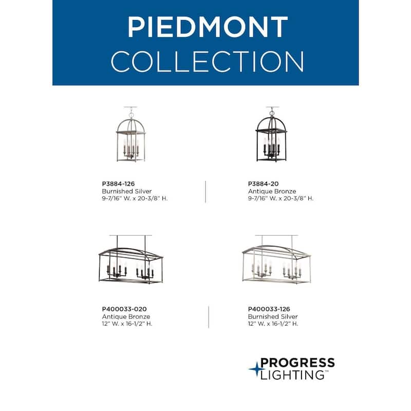 Piedmont Collection 8-Light Burnished Silver Farmhouse Chandelier Light
