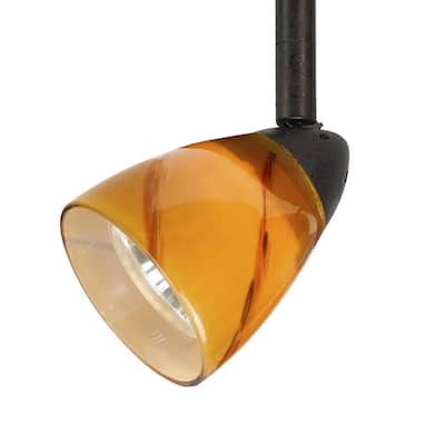 Glass Shade Track Light Head with Metal Frame, Yellow and Rustic Bronze