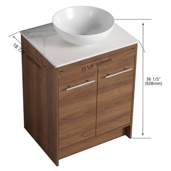 dimension image slide 7 of 17, BNK 24/36/48/60 Inch Bathroom Vanity with Sink, Freestanding Bathroom Vanity with Soft Close Doors and Adjustable Shelf