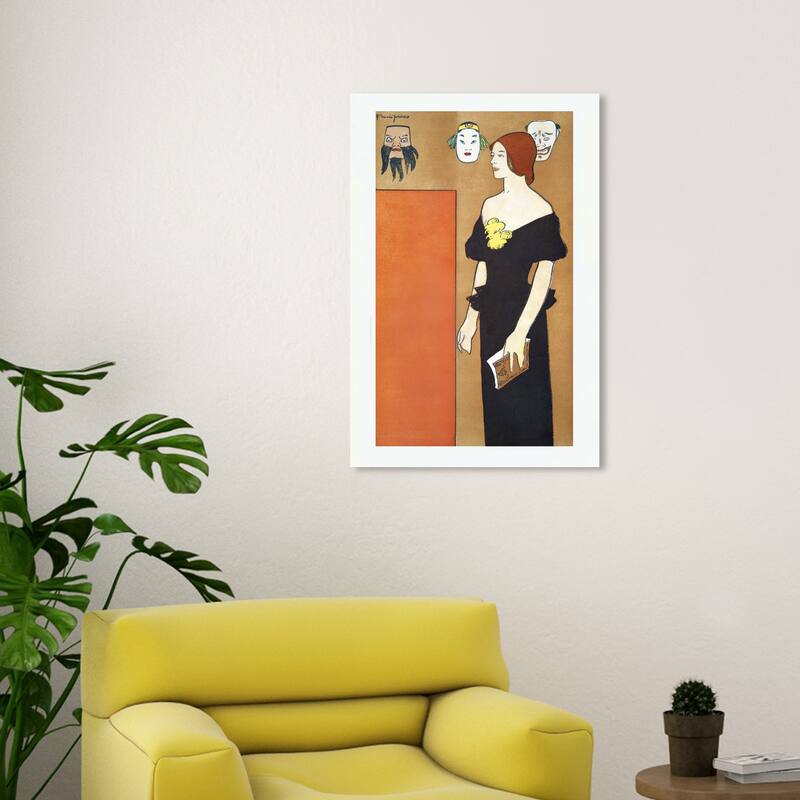 Wynwood Studio Canvas Fashion and Glam Woman in black dress - Edward Penfield Orange and Vintage Wall Art Canvas Print - 30 x 20