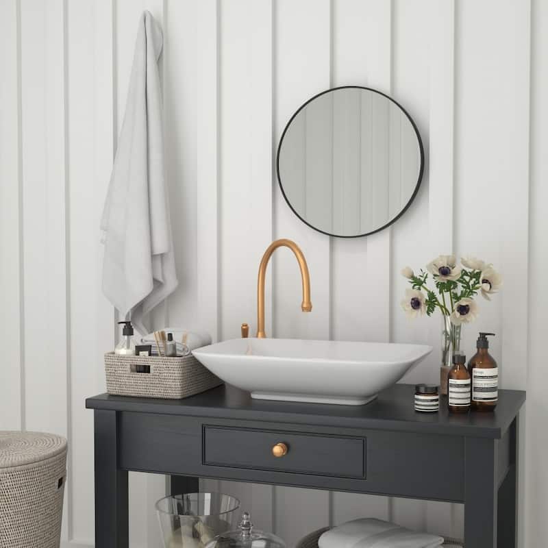 Accent Wall Mount Mirror with Aluminum Frame - Round Wall Mirror