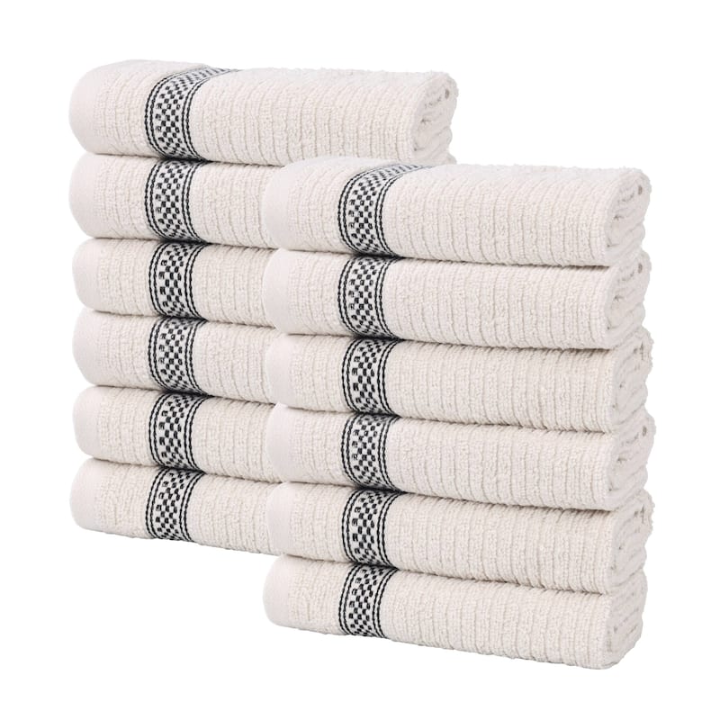 Superior Brea Zero Twist Cotton Ribbed Face Towel Washcloth Set of 12