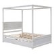 preview thumbnail 9 of 12, Full Size Wooden Canopy Bed with Trundle and Storage Drawers