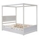preview thumbnail 9 of 25, Wood Canopy Bed with Trundle Bed and two Drawers ,Full Size Canopy Platform bed With Support Slats, No Box Spring Needed