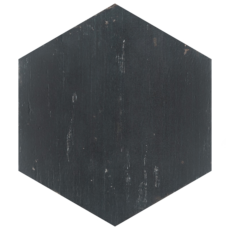 Merola Tile Retro Hex Nero 14-1/8" x 16-1/4" Porcelain Floor and Wall Tile