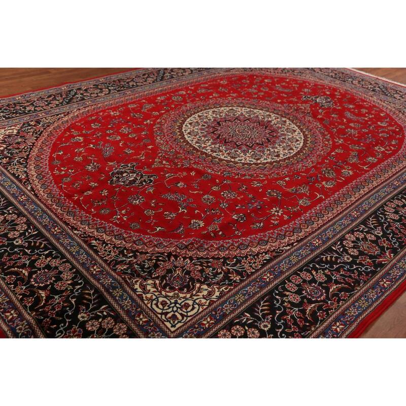 Red Medallion Tabriz Turkish Area Rug Machine Made Carpet - 9'7"x 13'0"
