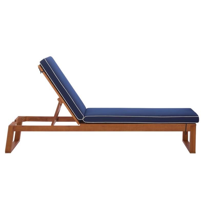 SAFAVIEH Outdoor Patio Furniture Sophie Solid Wood Chaise Lounge Chair - 28"W x 79"D x 15"H