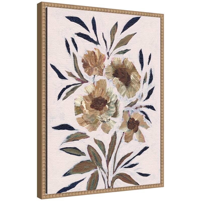 Kate and Laurel Sylvie Muted Paintrely Florals Framed Canvas by Nikita Jariwala - 18x24 - Natural