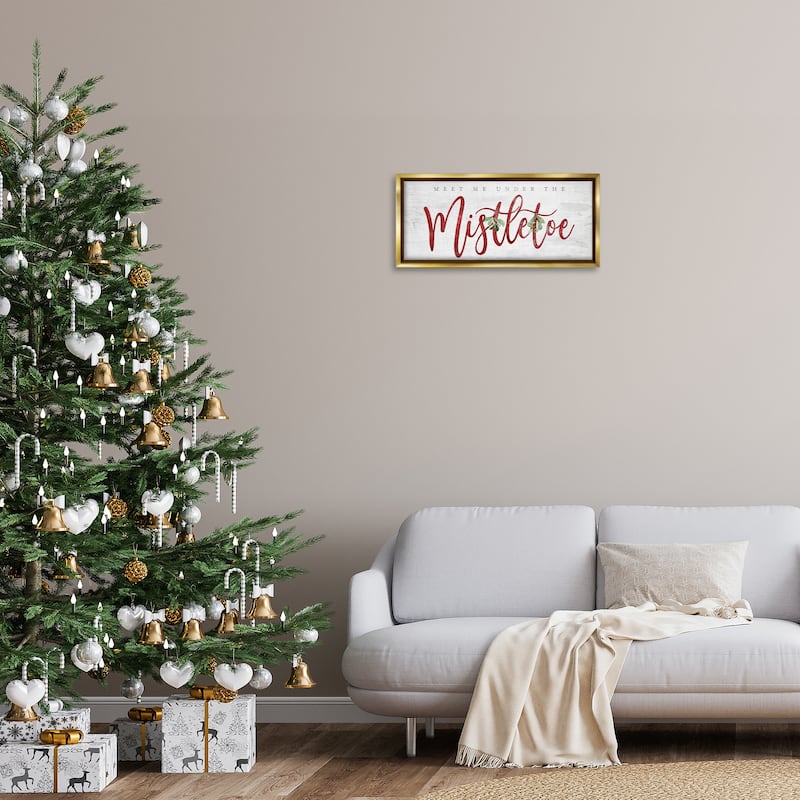Stupell Meet Me Under Mistletoe Framed Floater Canvas Wall Art Design By Mollie B.