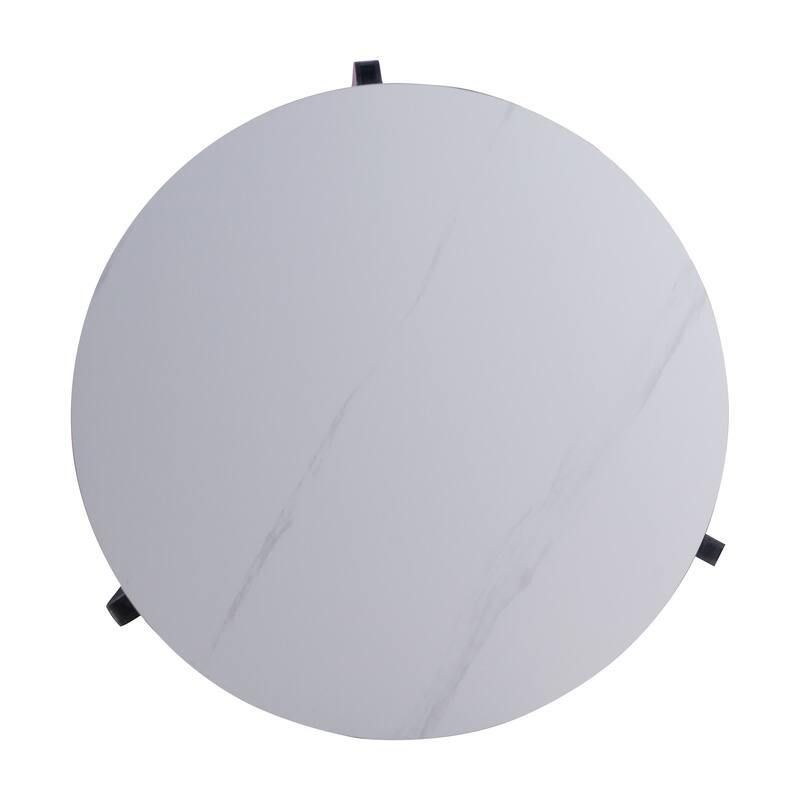 Round Nesting Coffee Table Set of 2, Sintered Stone Top Nesting Tables with Metal Frame, Modern Accent Side Table Set