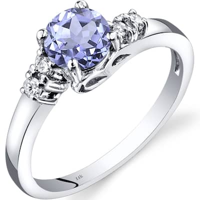 14k White Gold 0.75ct Tanzanite and Diamond Ring