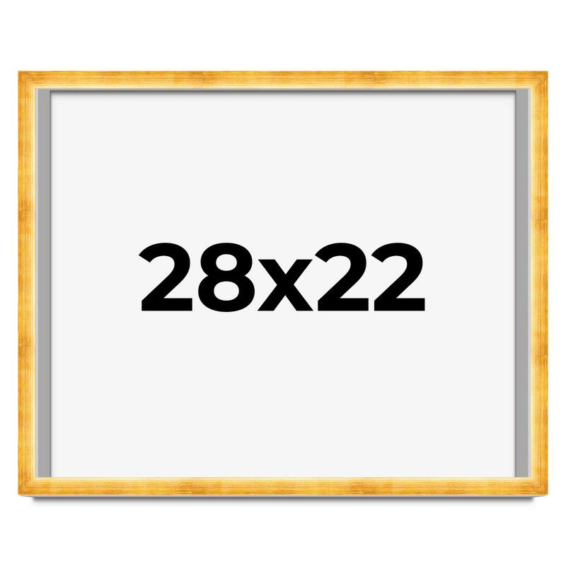 28x22 Shadow Box Frame Gold | 1.625 Inches Deep Real Wood Traditional