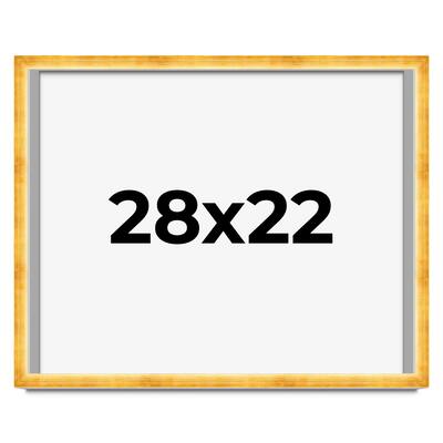 28x22 Shadow Box Frame Gold | 1.625 Inches Deep Real Wood Traditional
