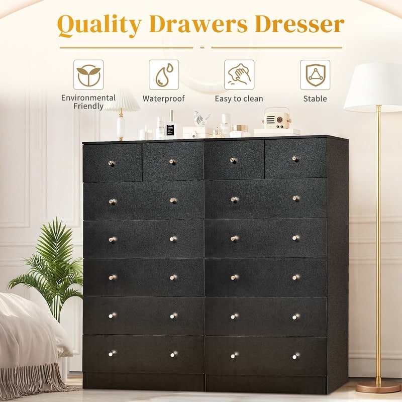 Large 7-Drawer Dresser For Bedroom And Chest Of Drawers With Sturdy Construction Wood Storage Organizer For Closet