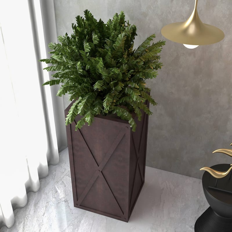 Papyrus Elegant Rectangular Modern Planter with Drainage, Lightweight Fiberstone MGO Clay Blend for Indoor Outdoor Use