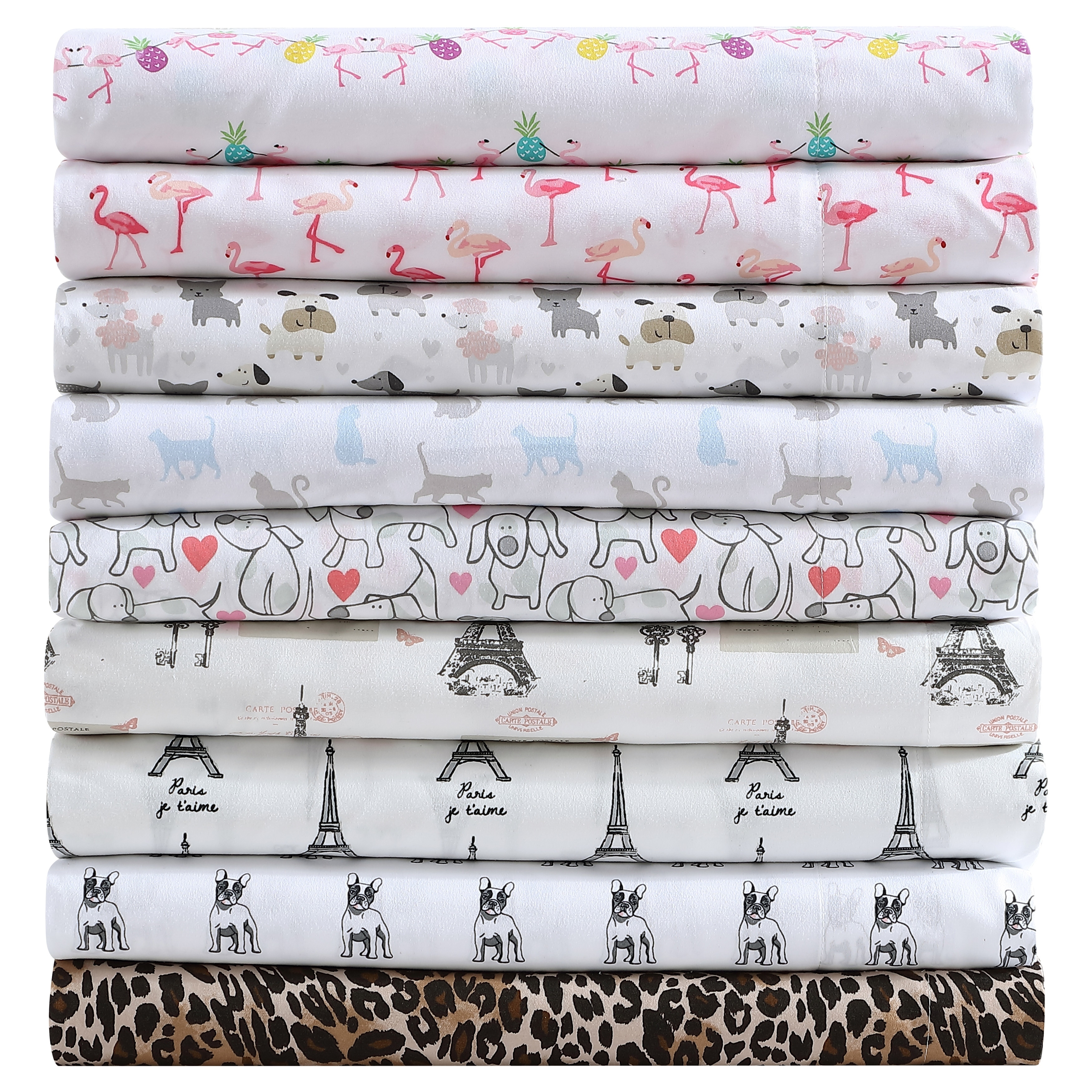 Whimsical Printed Pattern Microfiber Bed Sheet Set