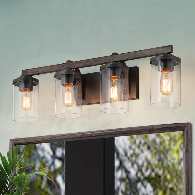 Fora Modern Farmhouse 3/4-Light Bathroom Vanity Lights Glass Wall Sconces