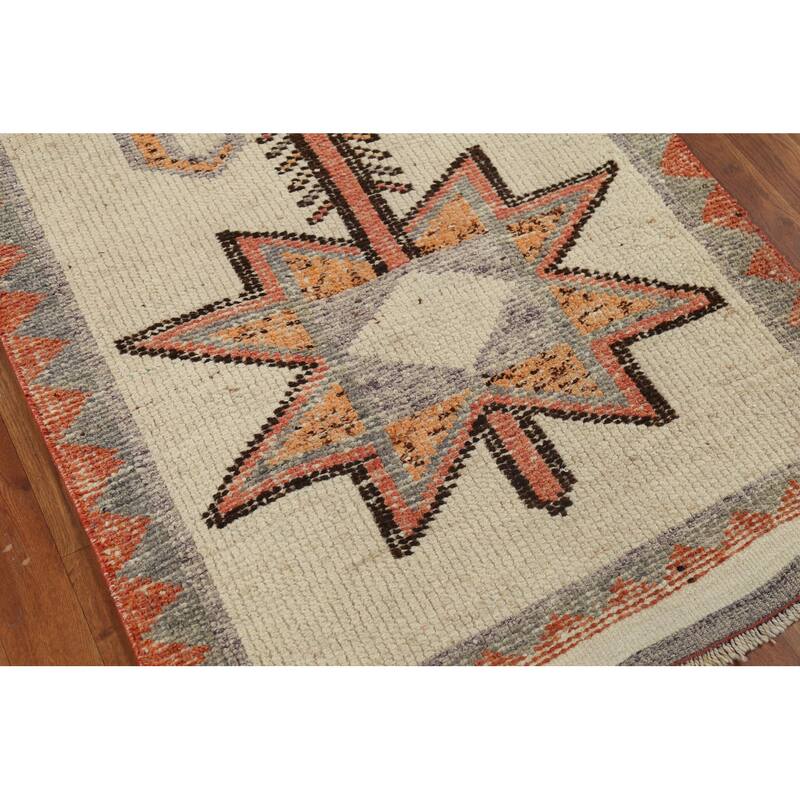 Oushak Turkish Runner Rug Hand-Knotted Wool Carpet - 3'4"x 12'8"