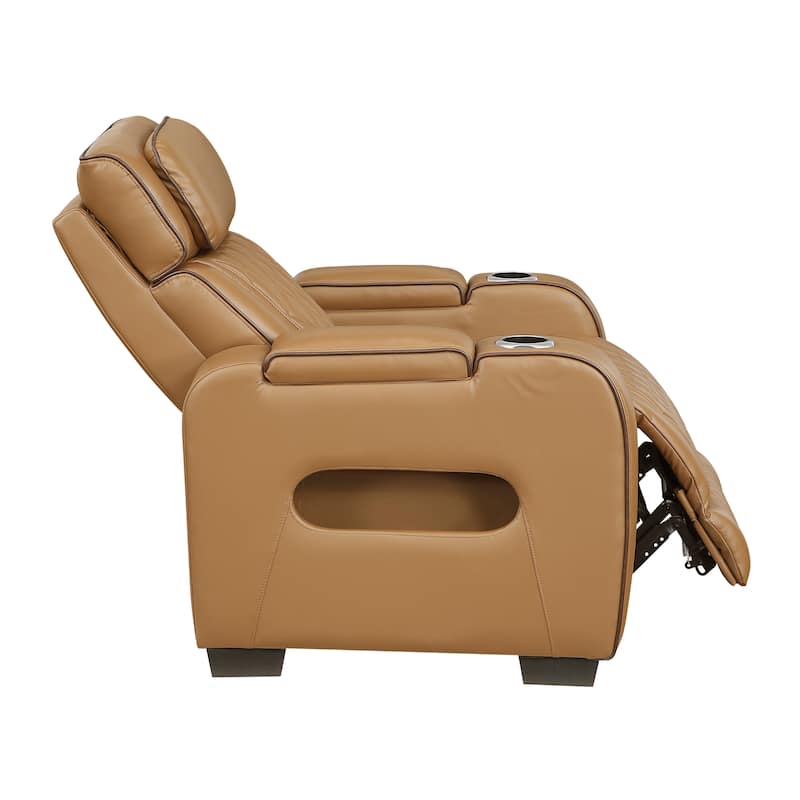 Ezra 37.5" Faux Leather Power Recliner - Power Heatrest, Cup Holders