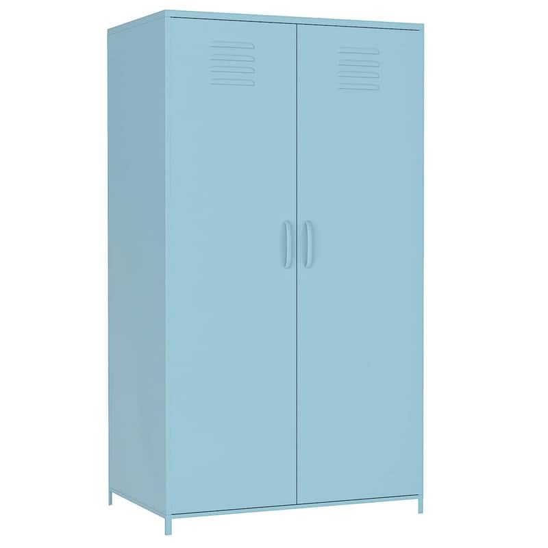 Double Doors Metal Locker Cabinet Storage with Hanging Rod and Shelves for Bedroom School Classroom