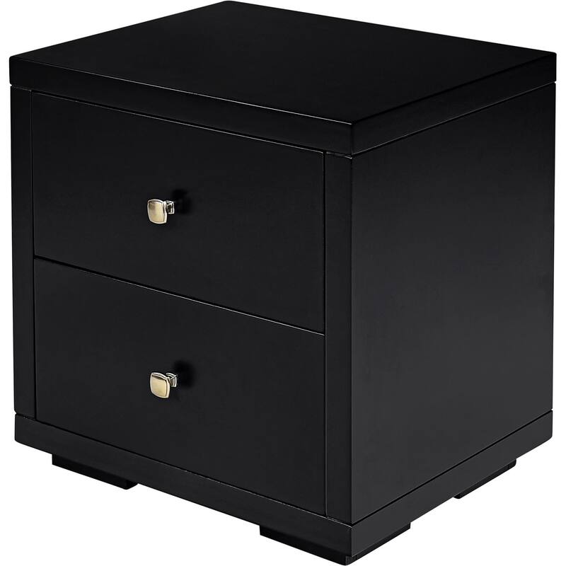 19-Inch Modern Solid Wood Nightstand with 2 Soft Close Drawers for Bedroom or End Table Use - Black