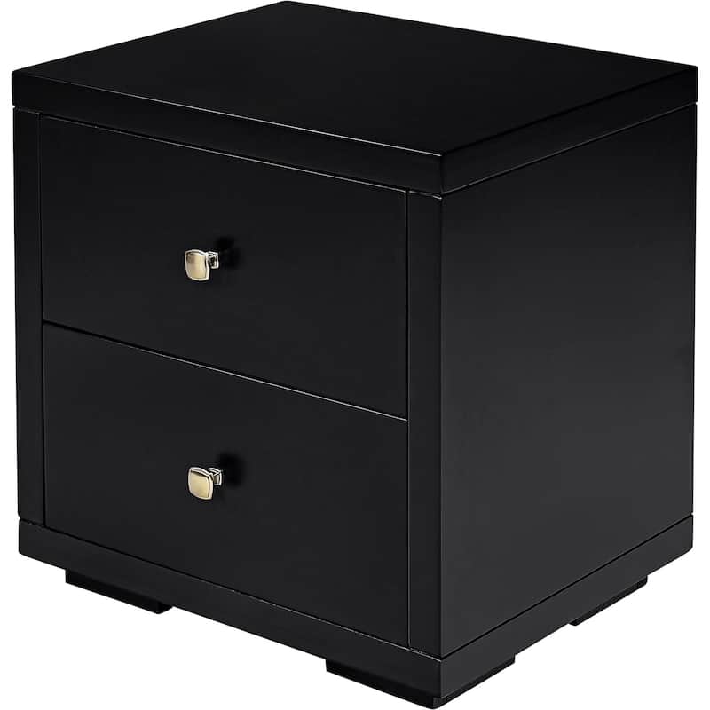 HomeRoots 19" Black Two Drawer Nightstand