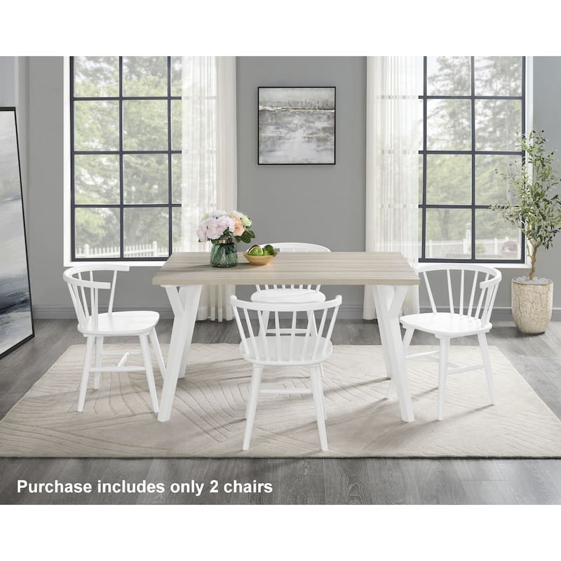 Roundhill Alwynn Wooden Spindle Back Dining Chairs, Windsor Chairs, Set of 2, White