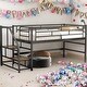 preview thumbnail 1 of 7, Twin Mid Loft Bed with Storage stairs, Superior Quality, Black Black