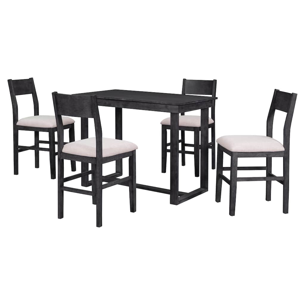 Gray Counter Height Dining Set with Cushioned Chairs, Bistro Set with Upholstered Dining Chairs Coffee Chairs