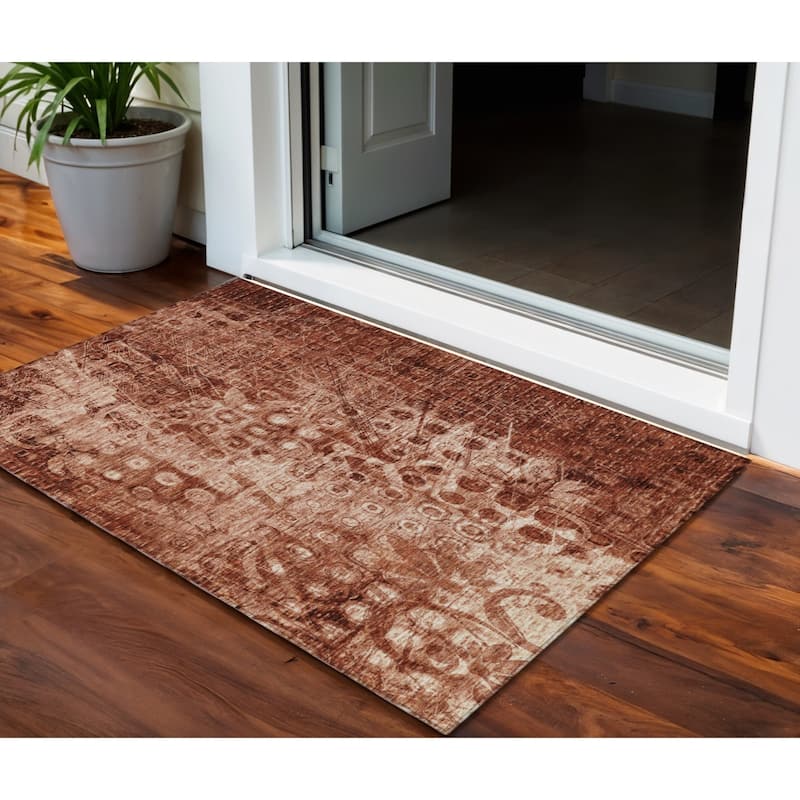 HomeRoots Ikat Transitional Rectangle Outdoor Rug - 3' x 5'