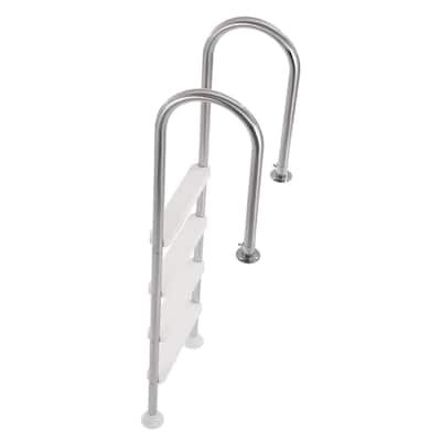 Stainless Steel 4-Step Pool Ladder with Double Handrails for 54 Inch Deck - 23.62 x 17.52 x 71.9 inch