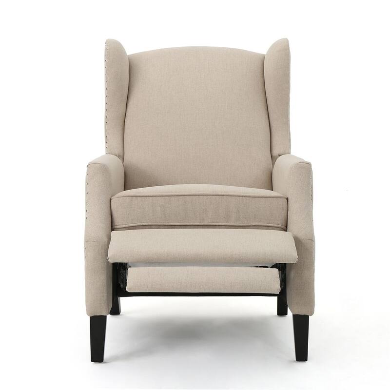 Traditional Fabric Recliner Chairs with Studded Border by Christopher Knight Home