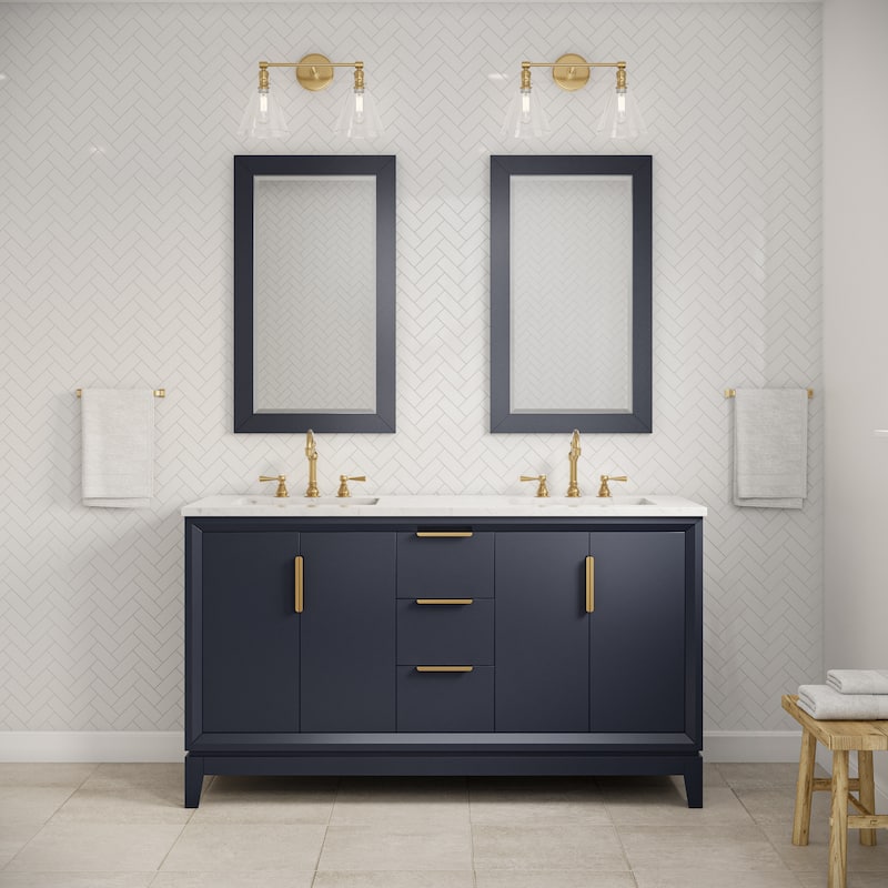 Elizabeth 60-Inch Double Sink Carrara White Marble Vanity With Matching Mirrors - monarch blue