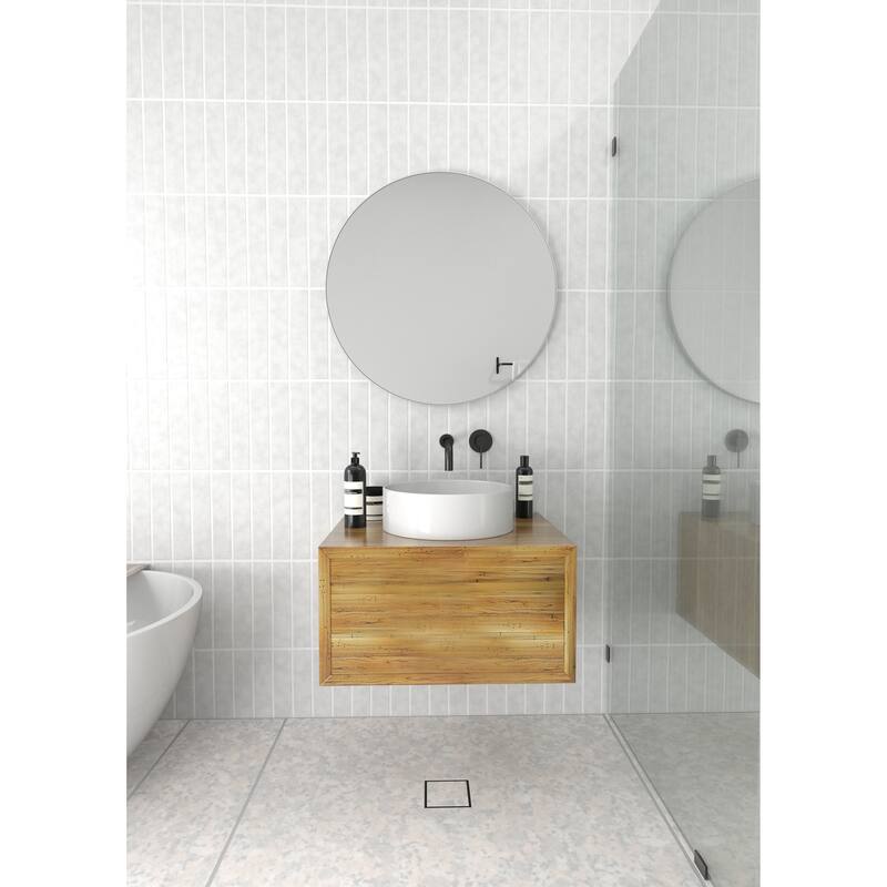 Glass Warehouse Round 28" Stainless Steel Framed Mirror