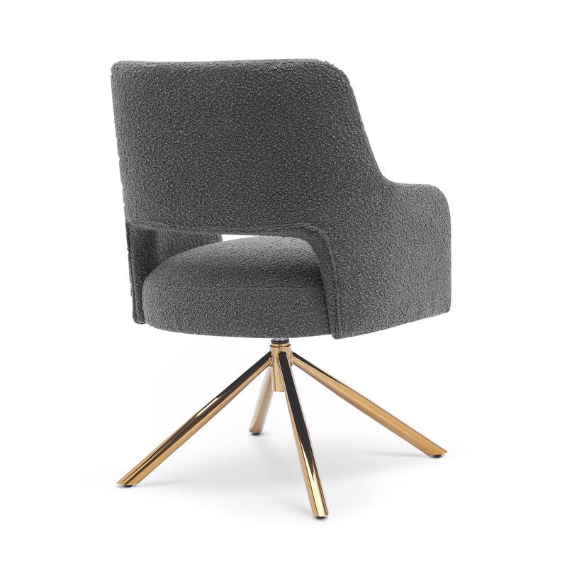 Boucle Polyester Upholstered Swivel Accent Chair - Stain Resistant