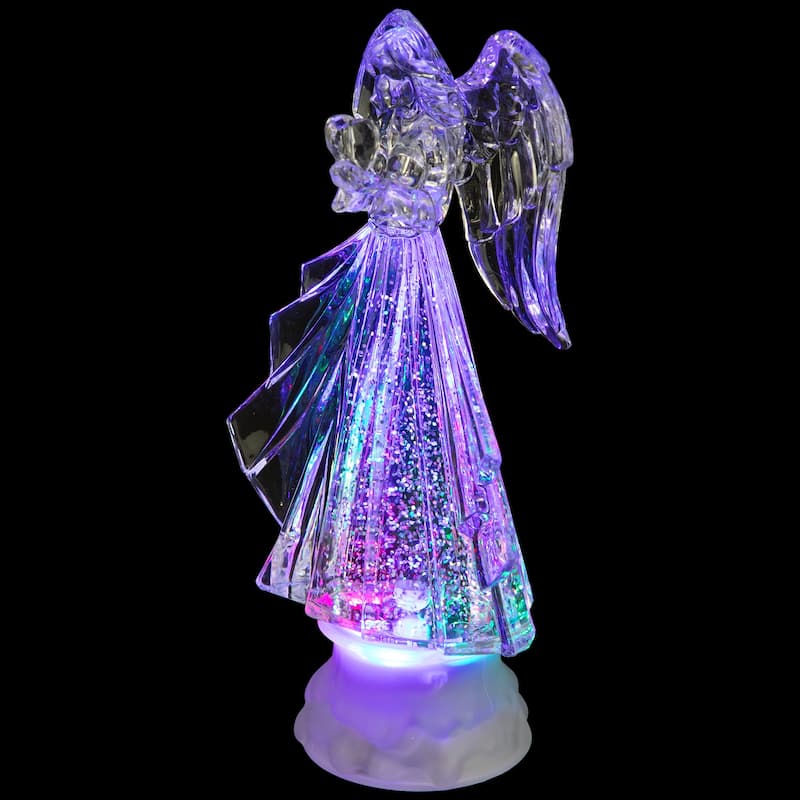 LED Lighted Acrylic Angel Christmas Snow Globe - 8.75"