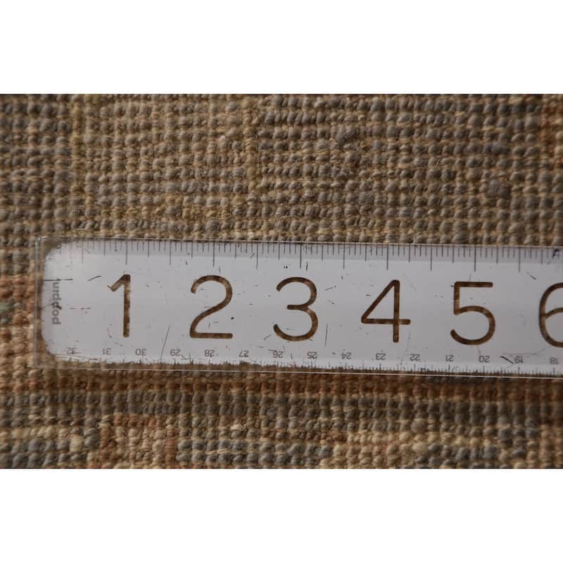 Hand Knotted Oriental 100% Wool Carpet Transitional Floral Greys & Charcoal Oushak Runner Rug - 11' 7'' X 2' 11''