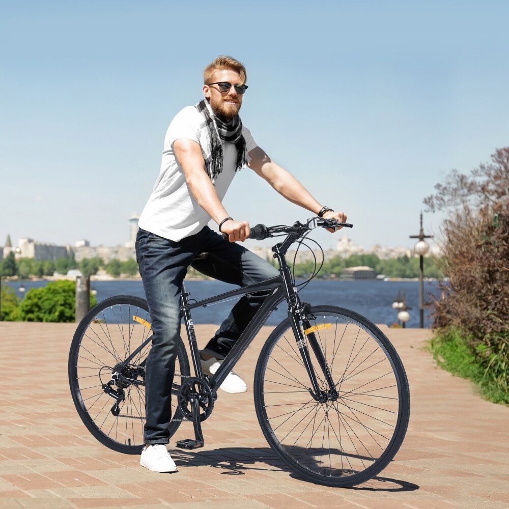 Men's and Women's 7 Speed Hybrid Bike, 700C City Bicycle - 66.9