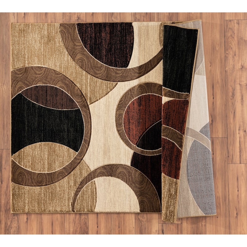 Orelsi Collection Abstract Geometric Circles Area Rug
