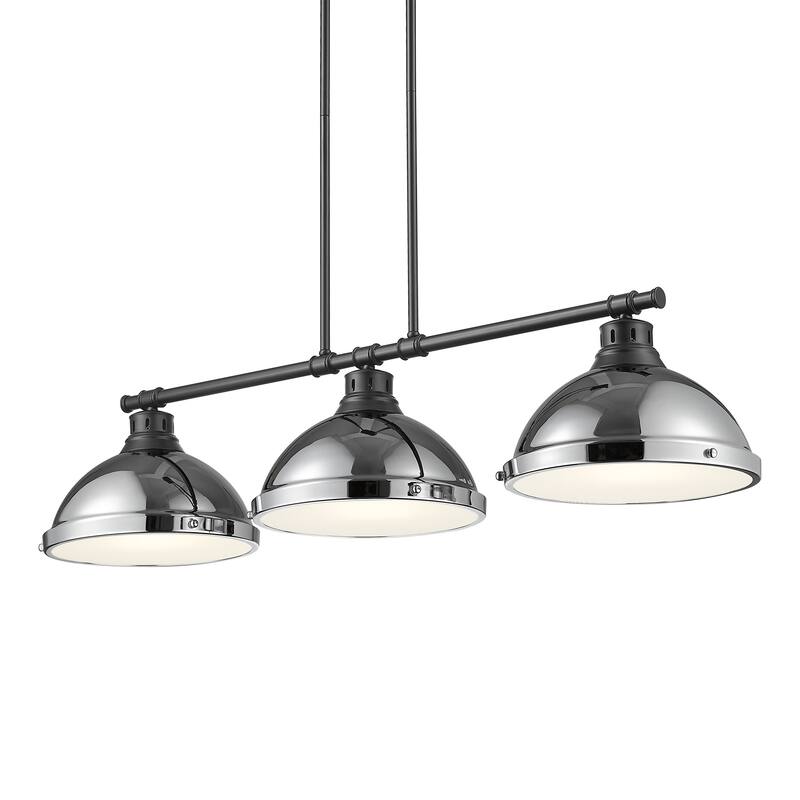 Yep by Golden Lighting Duncan 3-light Island Light in Matte Black and Chrome shade