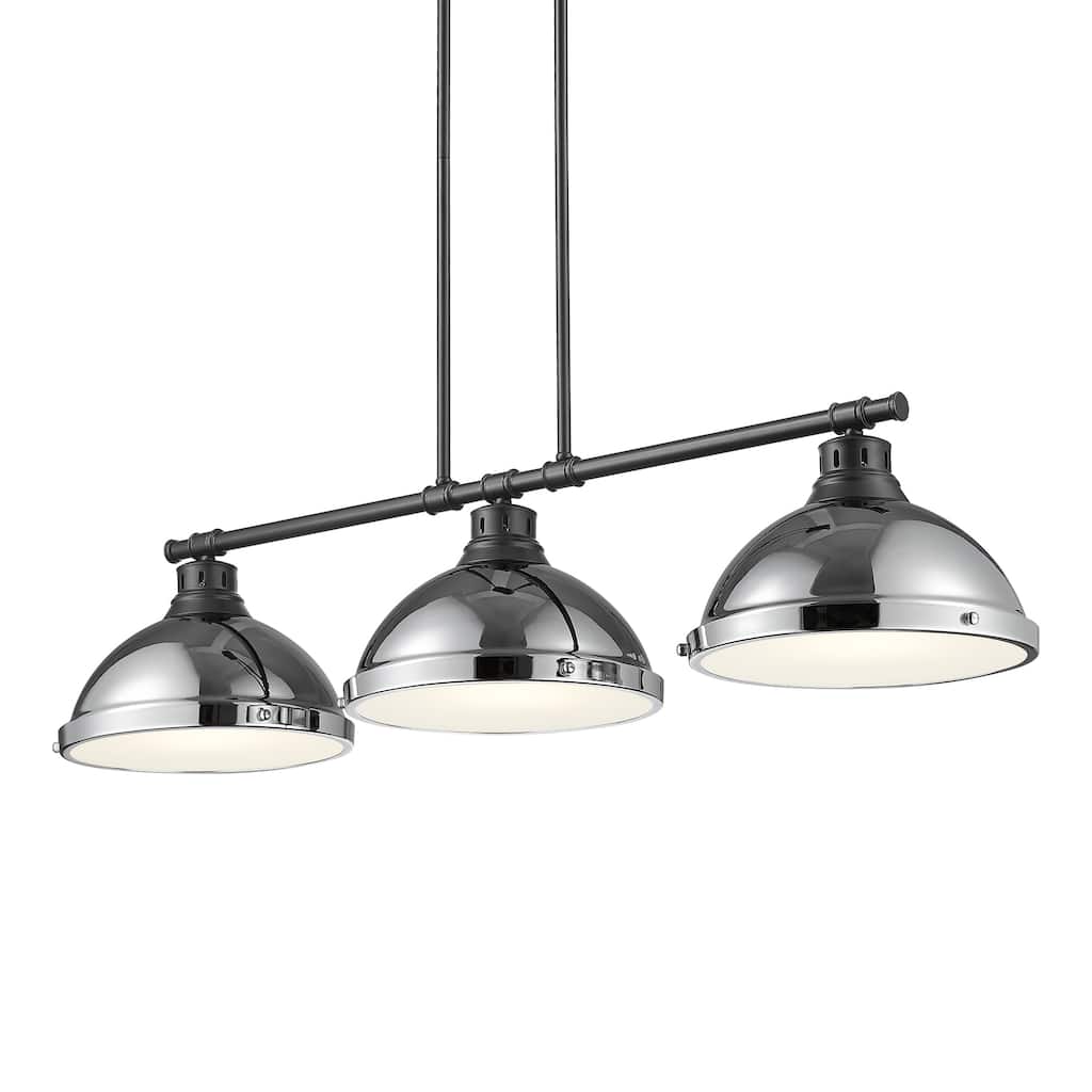 Yep by Golden Lighting Duncan 3-light Island Light in Matte Black and Chrome shade