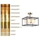 preview thumbnail 8 of 8, Modern 4-Light Black Gold Chandelier Square Semi Flush Mount Frosted Glass Ceiling Light for Kitchen - L13.5" x W13.5" x H13.5"
