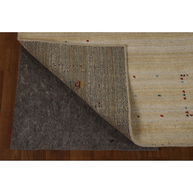 Hand Knotted Oriental 100% Wool Carpet Tribal Animal Pictorial Yellow & Gold Gabbeh Area Rug - 8' 1'' X 5' 0''
