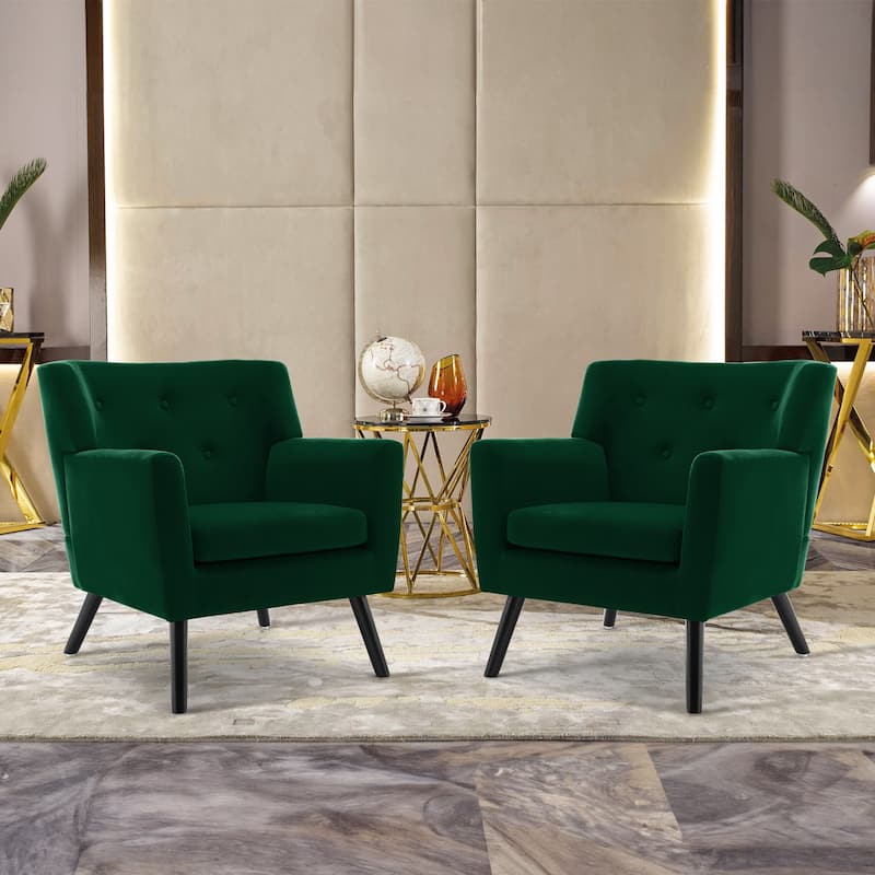 Velvet Upholstered Armchair Tufted Accent Chair, Set of 2 - 30.71"H x 28.35" W x 27.56"D