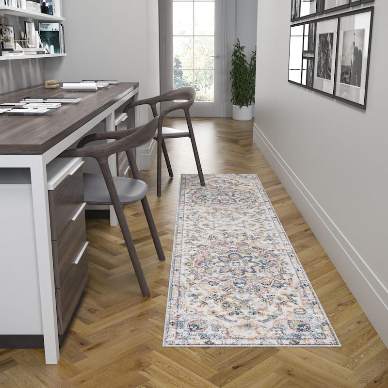 Rayna Farmhouse Medallion Indoor Area Rug - 2'2'' x 7'3'' - Cream