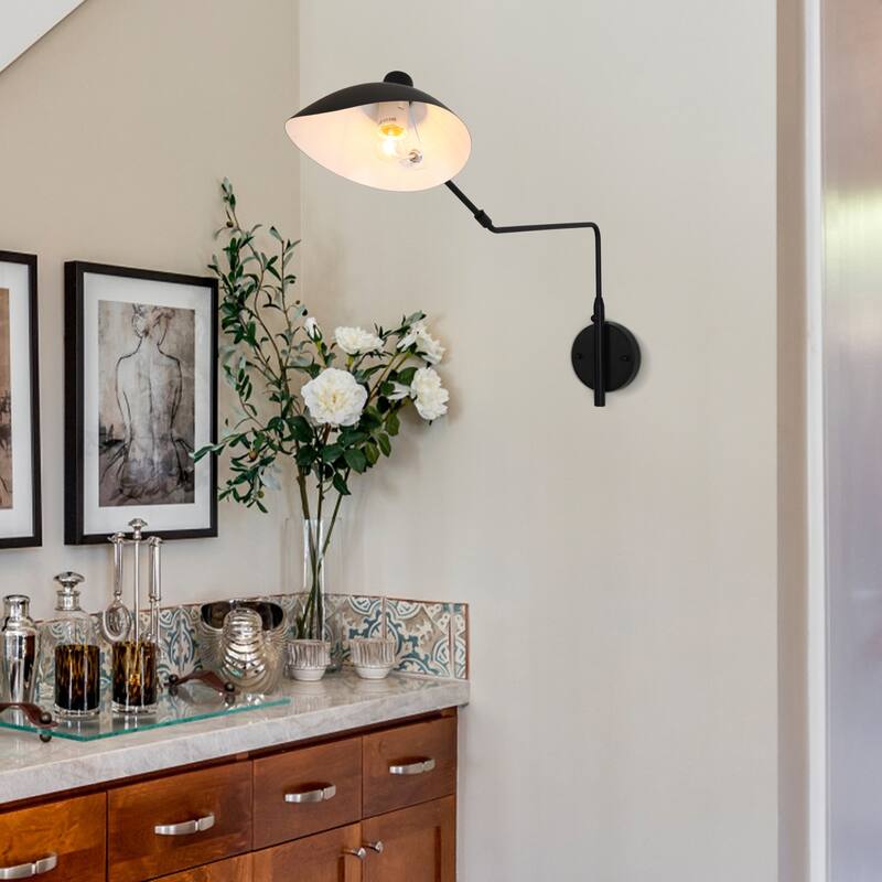 1-Light Black Light Fixture Black Wall Sconce - N/A