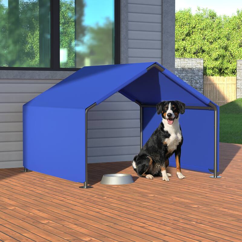 Blue Oxford Fabric Steel Dog Tent with Waterproof and Ventilated Design