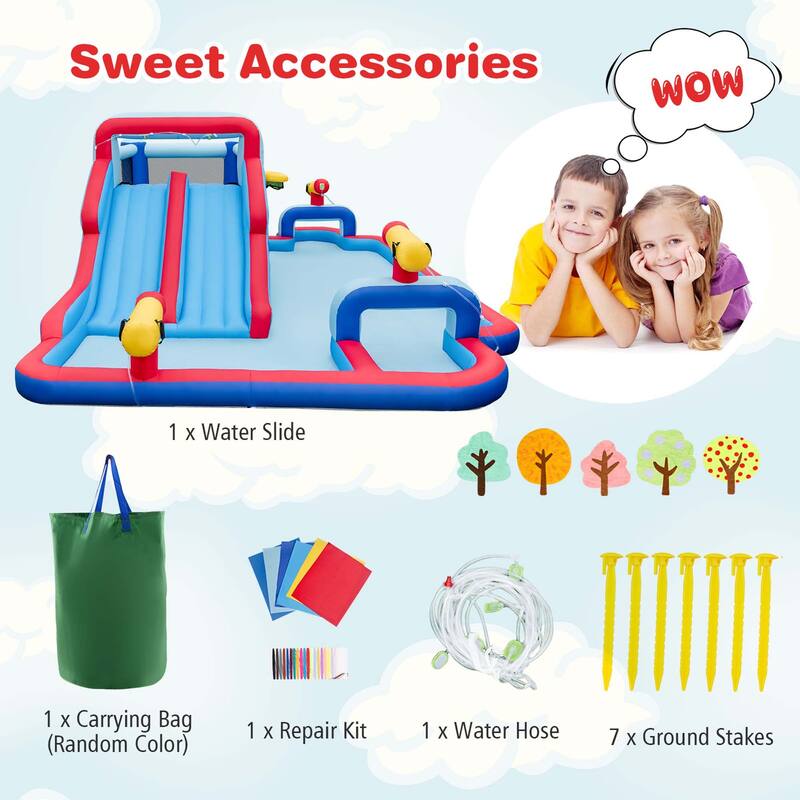 Costway Inflatable Water Slide Park Kids Bounce House Splash Pool - See Details